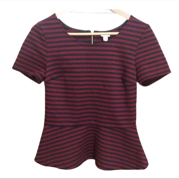 Merona Striped Peplum Shirt Small Top Shirt - Picture 1 of 5